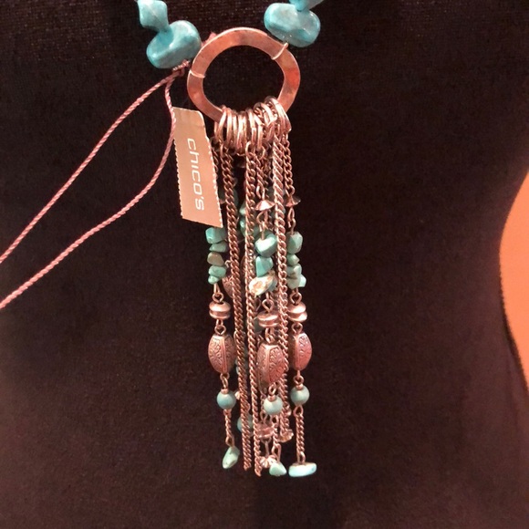 NWT Chico’s Turquoise and Silver-tone Necklace - Picture 3 of 8